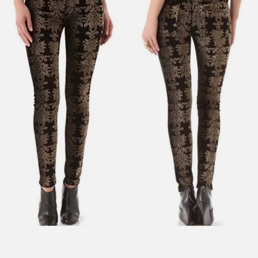 Seven for All Mankind Elegant Black and Gold Brocade Pants - Picture 2 of 5